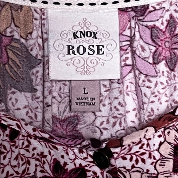 Knox Rose | Pink Floral Boho Peasant Blouse, Large - Picture 8 of 9